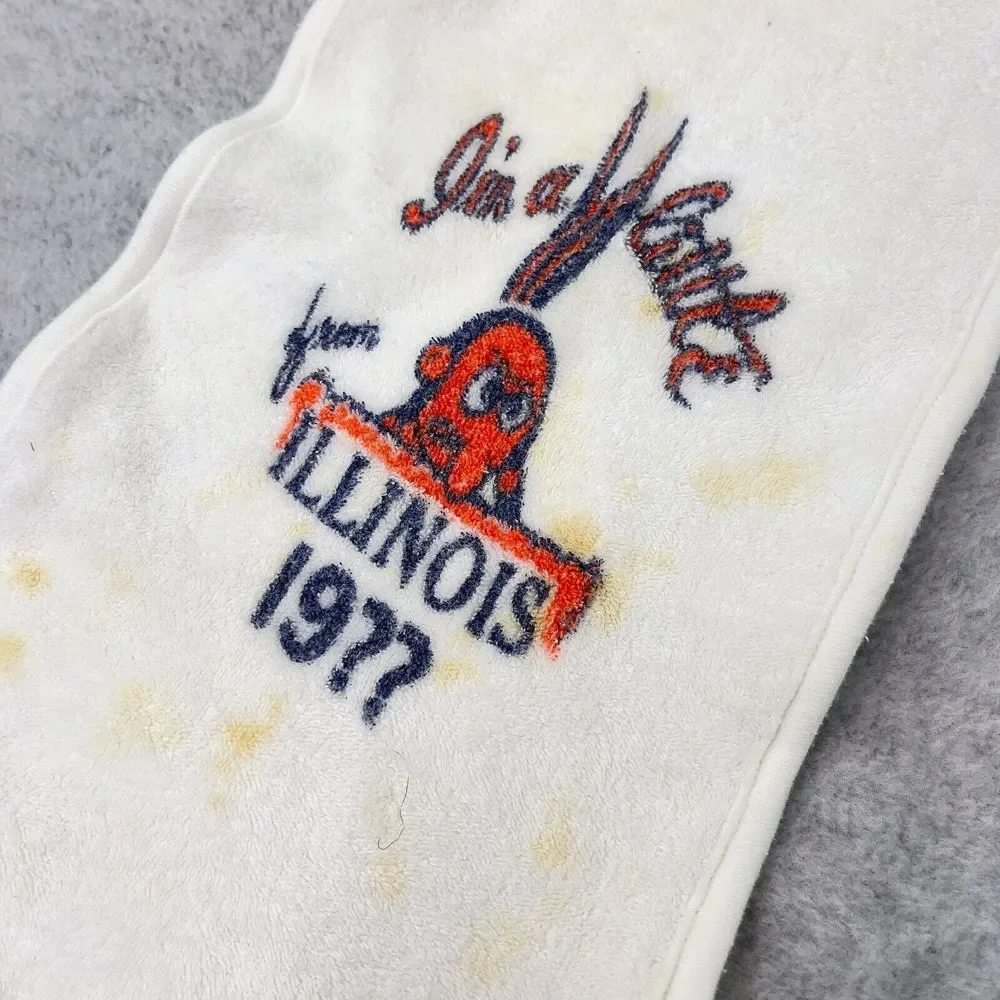 Illinois Chief Vintage‎ Bib Baby Im a Little Chief from Illinois 19?? STAINED